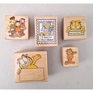 Vintage GARFIELD THE CAT Rubber Stampede Wood Stamps Odie Arlene Pooky Set 5 NEW